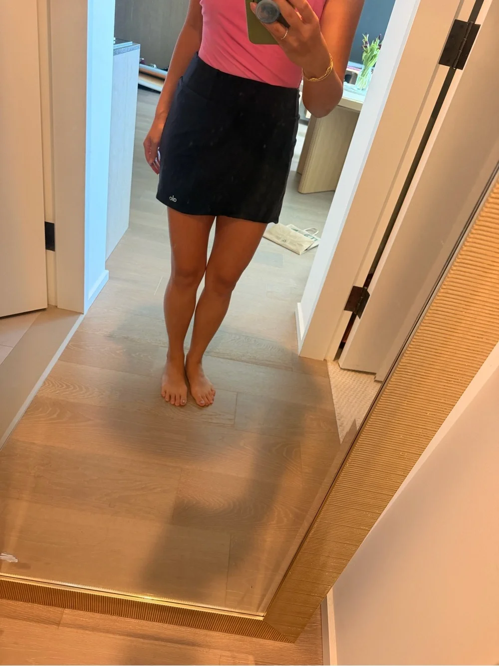 ALO Yoga black athletic skort with high-waist band